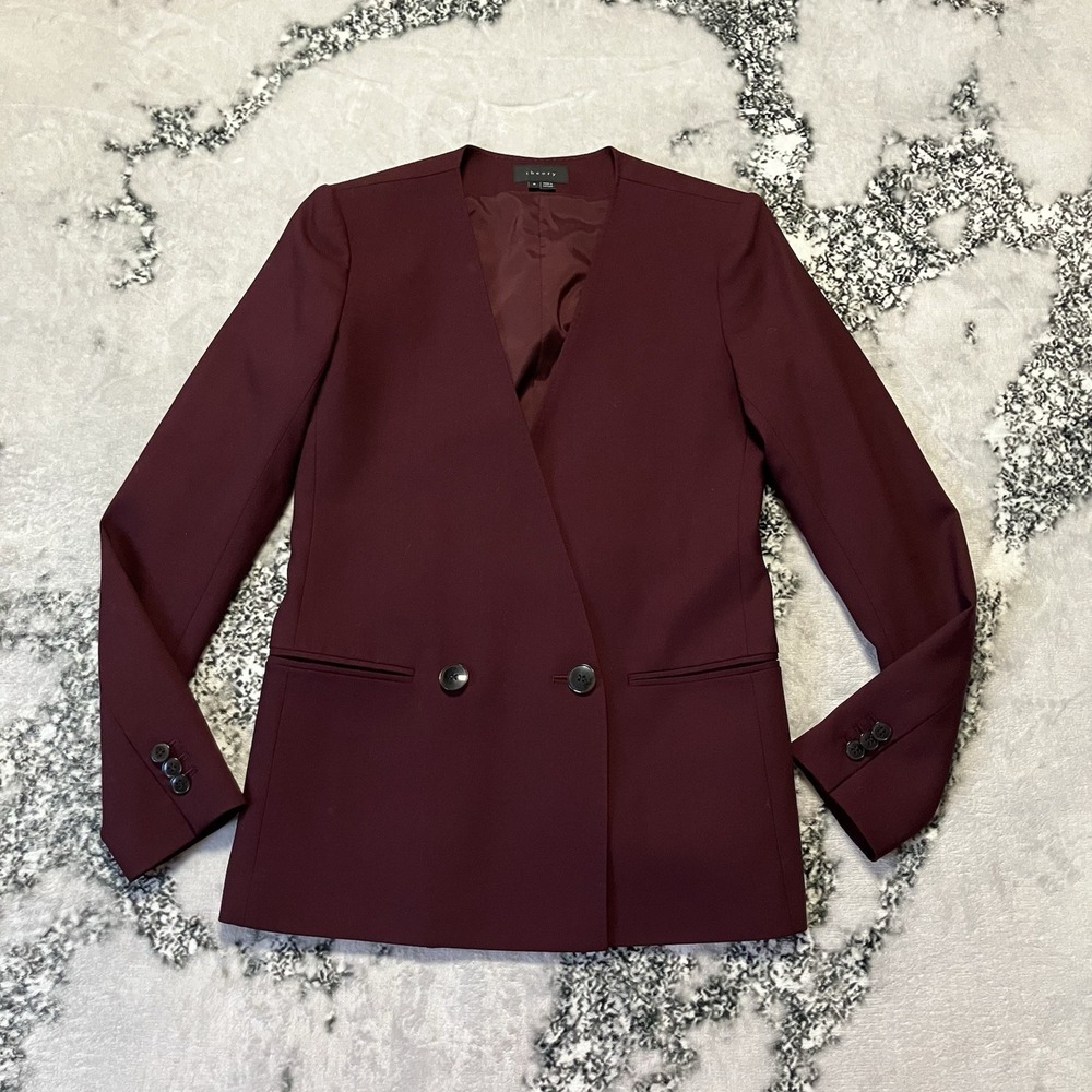 Theory Blazer Womens Size‎ 0 Burgundy Maryln Single Breated Office Single Breast